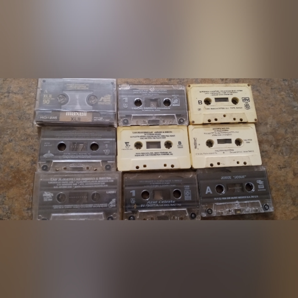 Vintage misc Latin Audio Cassette Tape Lot #9Clear and Cream Tapes (sold as is)